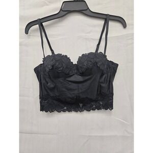 Target Black Lace Bustier Crop Top Adjustable Straps‎ Size S 023102793